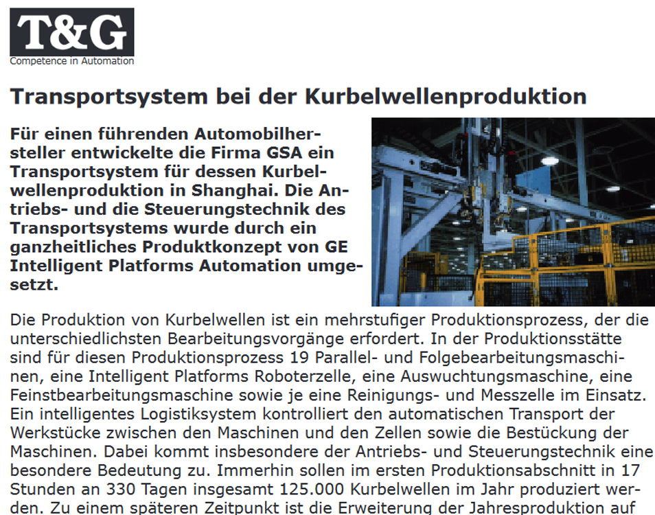 Transportsystem bei der Kurbelwellenproduktion