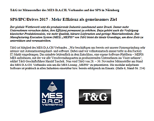 T&G Pressemeldung SPS 2017