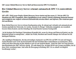 GE Pressemeldung Global Discovery Server